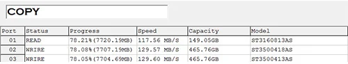 Log bestand - hoge snelheid harde schijf kopieer systeem harddisk ssd duplicatie